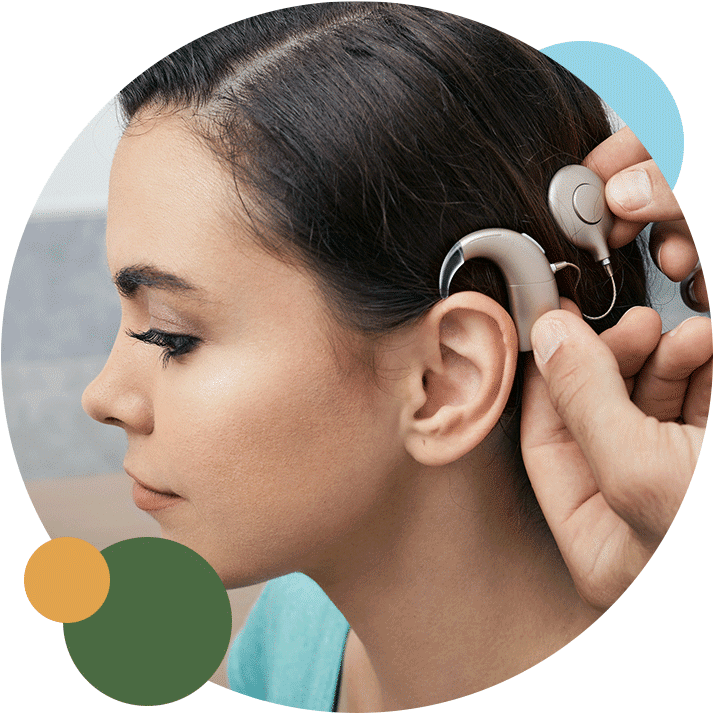 Woman getting a cochlear implant at her local audiologist